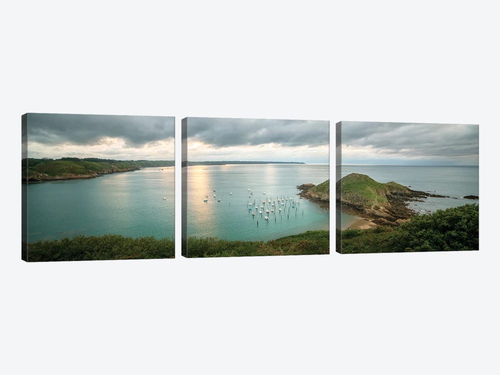 Gwin Zegal Harbor En Bretagne Panoramic by Philippe Manguin 3-piece Canvas Wall Art