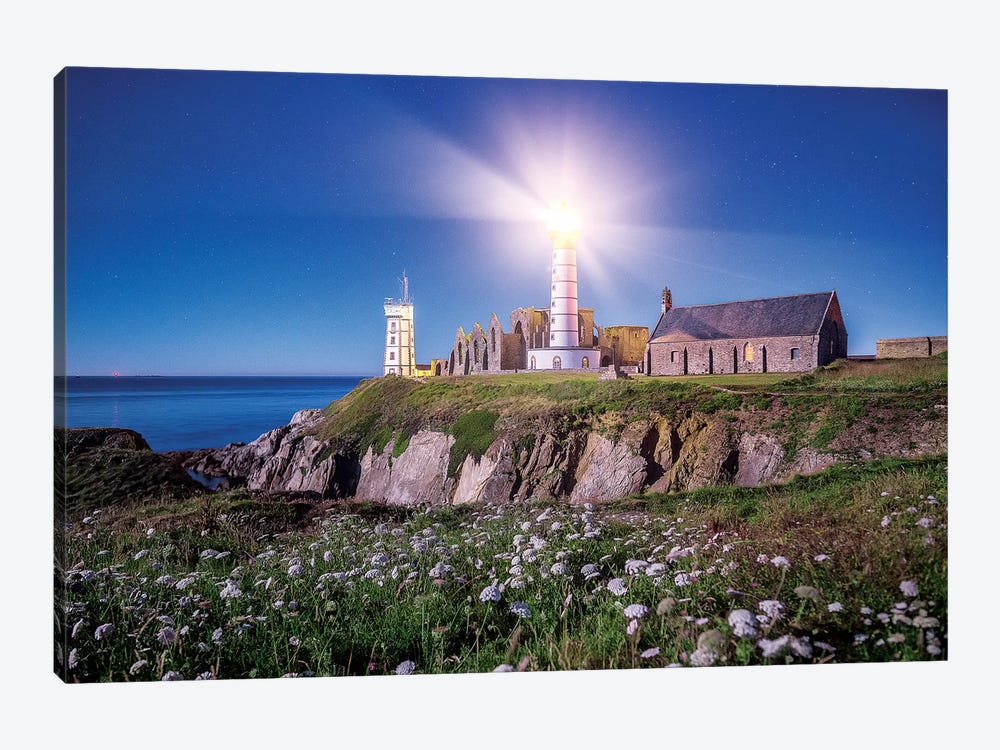 Pointe Saint Mathieu Lighthouse By Night by Philippe Manguin 1-piece Canvas Art Print