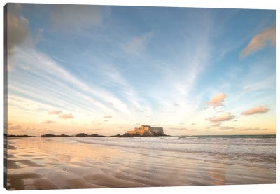 Saint Malo Panoramic Canvas Art Print - Beach Sunrise & Sunset Art