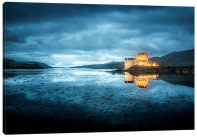 Scotland, Highlands, Eilean Donan Castle By Night  Canvas Art Print - United Kingdom Art