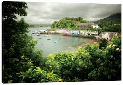 Scotland, Portree Harbor On Skye Island Canvas Art Print - Coastal Village & Town Art