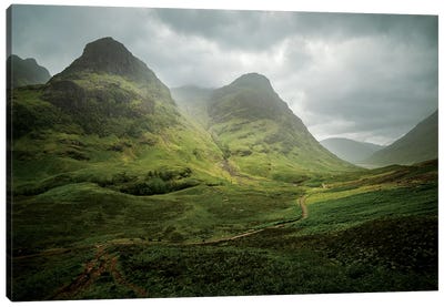 Scotland, The Road To Glencoe By The Three Sisters Canvas Art Print - Mountain Art - Stunning Mountain Wall Art & Artwork