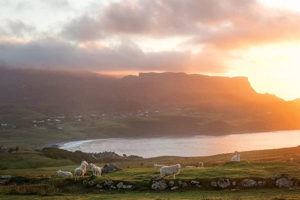 Cloudy Sunsets: Sunset On Skye Island Grasslands, Scotland by Philippe Manguin