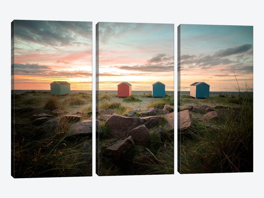 Sweet Sunset On The Beach In Scotland by Philippe Manguin 3-piece Canvas Art