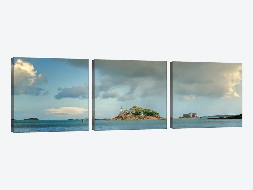 Taureau Castle And Louet Island by Philippe Manguin 3-piece Canvas Print