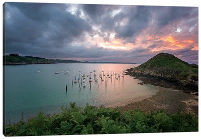 The Gwin Zegal Harbor In Brittany Canvas Art Print - Cloudy Sunset Art