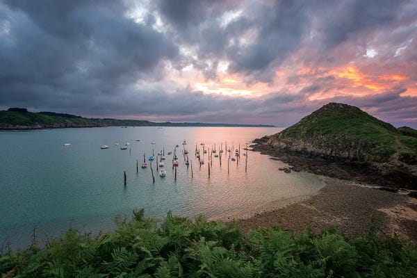 Cloudy Sunsets: The Gwin Zegal Harbor In Brittany by Philippe Manguin