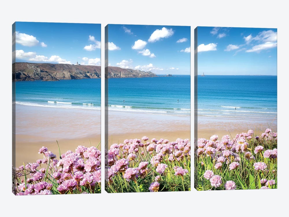The Trepassed Bay And Beach In Brittany by Philippe Manguin 3-piece Canvas Art