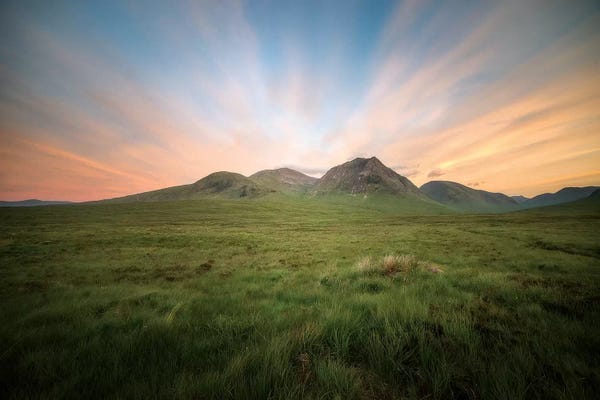 Cloudy Sunsets: UK, Scotland, Highlands, Glencoe Valley And Mountains by Philippe Manguin