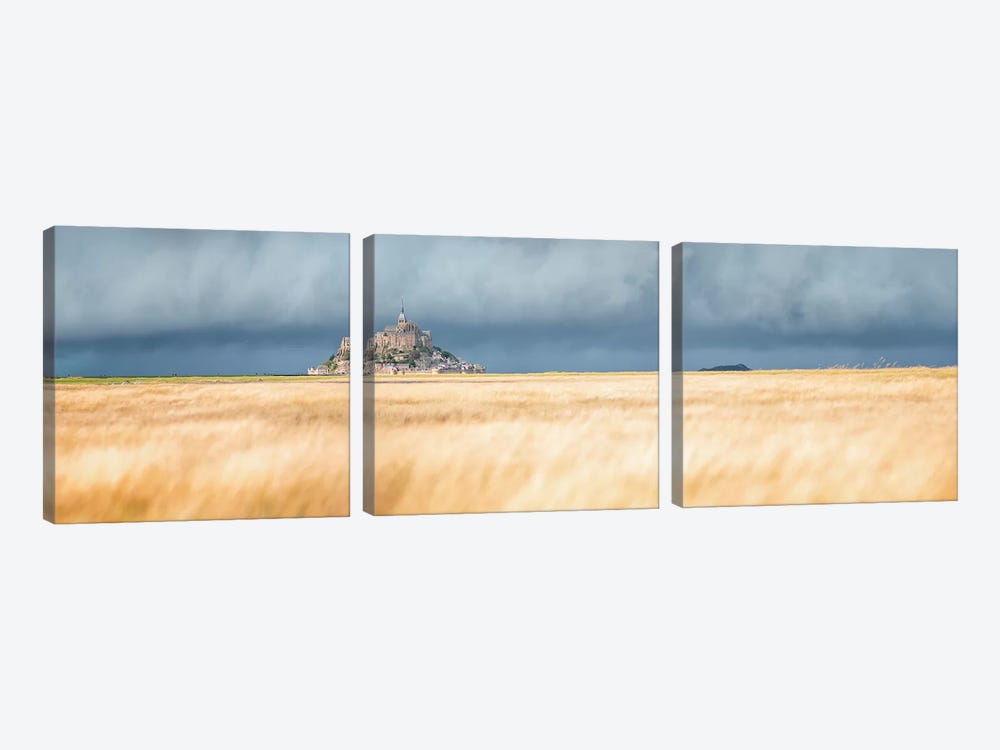 Mont Saint Michel Panoramic by Philippe Manguin 3-piece Canvas Art