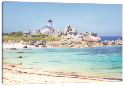 Pontusval Lighthouse And Sea Shore Canvas Art Print - Philippe Manguin