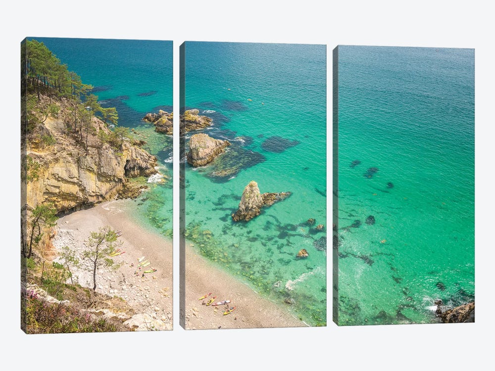 Crozon Paradise Beach In Brittany by Philippe Manguin 3-piece Canvas Art