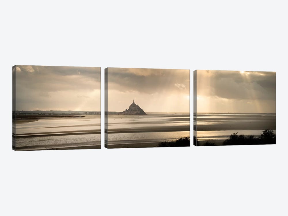 Big Panoramic View Of Mont Saint Michel by Philippe Manguin 3-piece Canvas Art