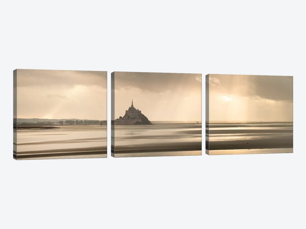 Panoramic Mont Saint Michel Bay by Philippe Manguin 3-piece Canvas Art