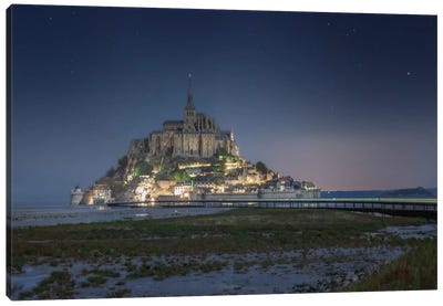 Mont Saint Michel Sweet Night Canvas Art Print - Philippe Manguin