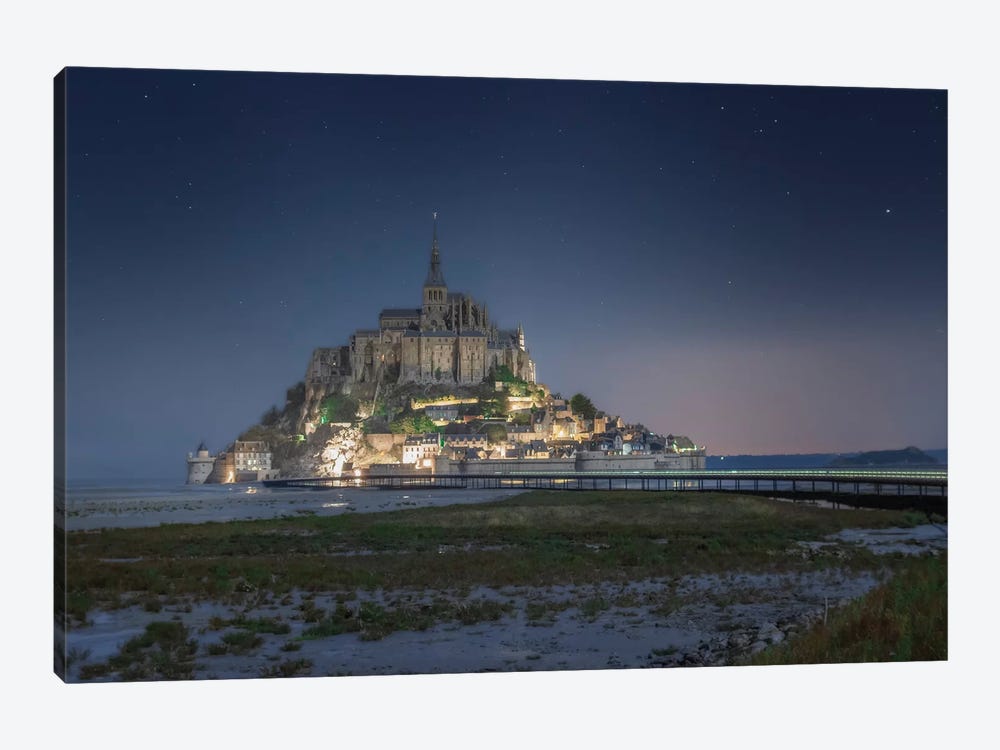 Mont Saint Michel Sweet Night by Philippe Manguin 1-piece Canvas Art Print