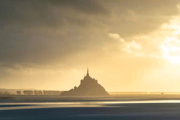 Normandy: Mont Saint Michel At Sunset by Philippe Manguin
