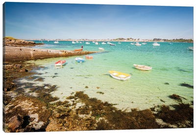 Colored Boats In Portsall, Brittany Canvas Art Print - Brittany