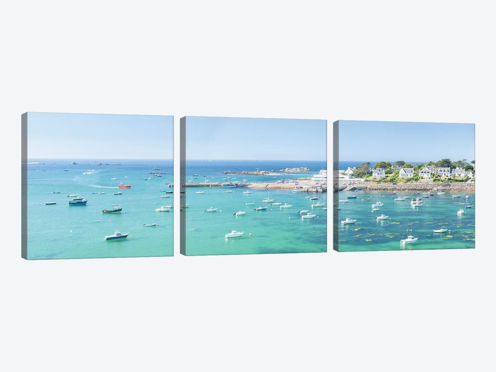 Portsall In Brittany, Panoramic by Philippe Manguin 3-piece Canvas Art Print