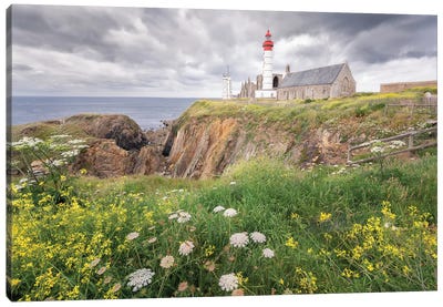 Saint Mathieu Lighthouse In Brittany Canvas Art Print - Lighthouse Art