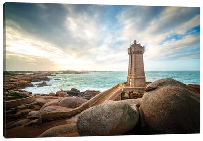 Men Ruz Lighthouse In Brittany Canvas Art Print - Brittany