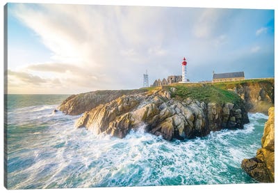 The Saint Mathieu Lighthouse In Brittany Canvas Art Print - Lighthouse Art