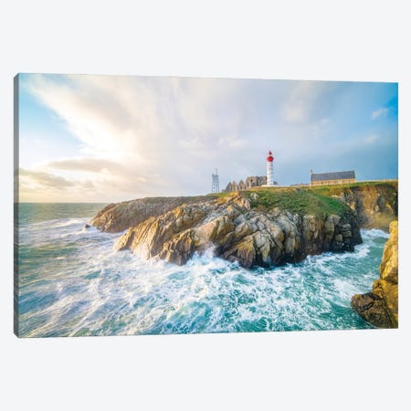 The Saint Mathieu Lighthouse In Brittany Canvas Print #PHM458} by Philippe Manguin Art Print