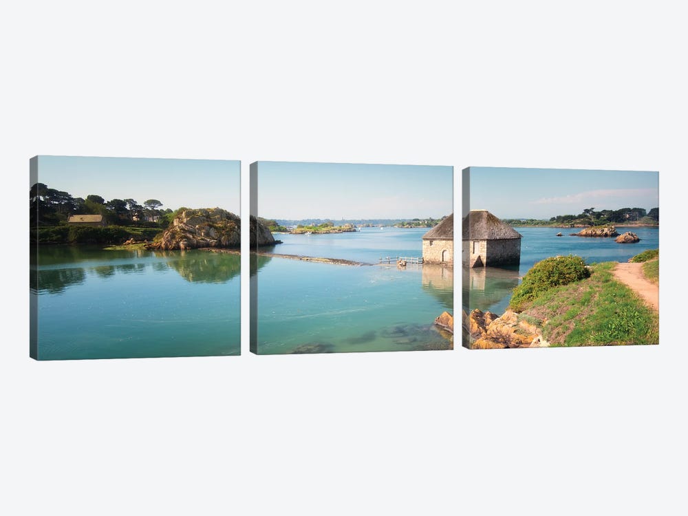 Panoramic View Of Birlot Sea Mill On Brehat by Philippe Manguin 3-piece Canvas Print