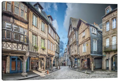 Place des Merciers, Dinan, Cotes-d'Armor, Brittany, France Canvas Art Print - Philippe Manguin