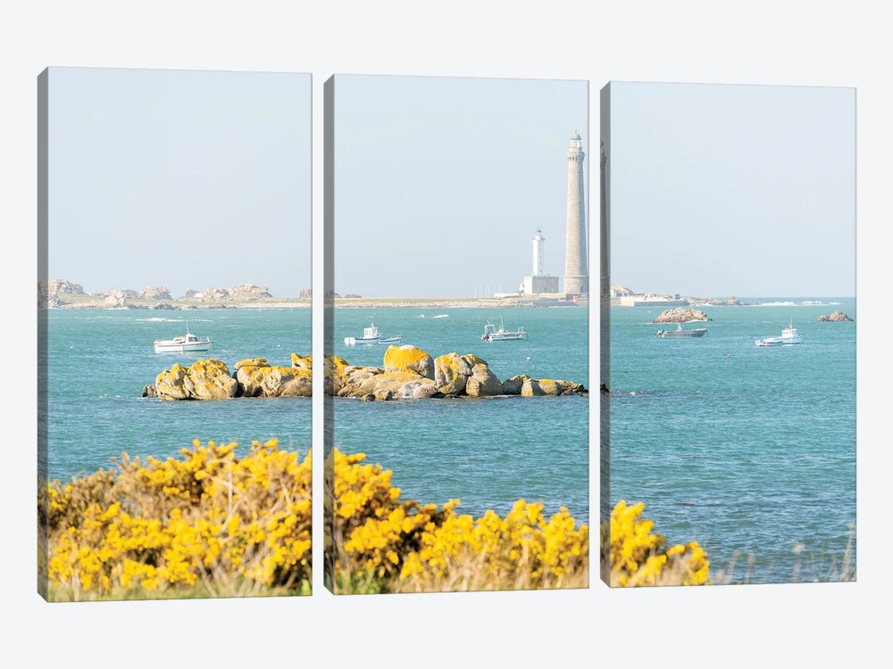 Plouguerneau Coastal Lighthouse In Brittany by Philippe Manguin 3-piece Canvas Art