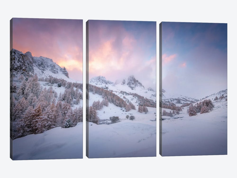 Cold Mountain Sunset by Philippe Manguin 3-piece Canvas Artwork