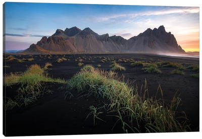Vestrahorn Mountain And Beach In Iceland Canvas Art Print - Philippe Manguin