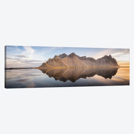 Vestrahorn Panoramic Reflection Canvas Print #PHM525} by Philippe Manguin Canvas Artwork