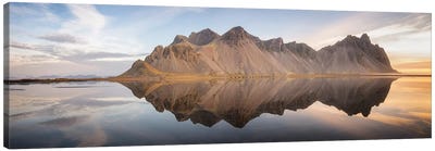 Vestrahorn Panoramic Reflection Canvas Art Print - Philippe Manguin