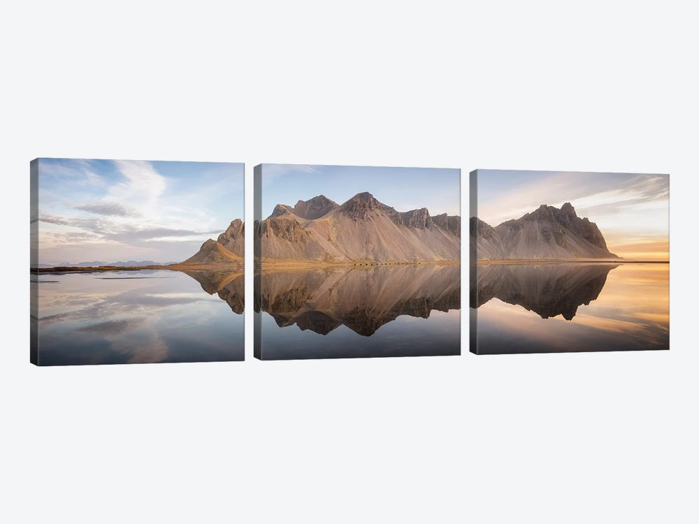 Vestrahorn Panoramic Reflection by Philippe Manguin 3-piece Canvas Art
