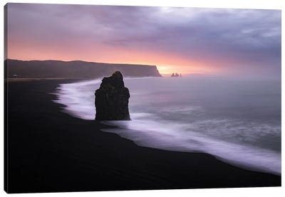 Sunrise At Arnardrangur Rock In Iceland Canvas Art Print - Philippe Manguin