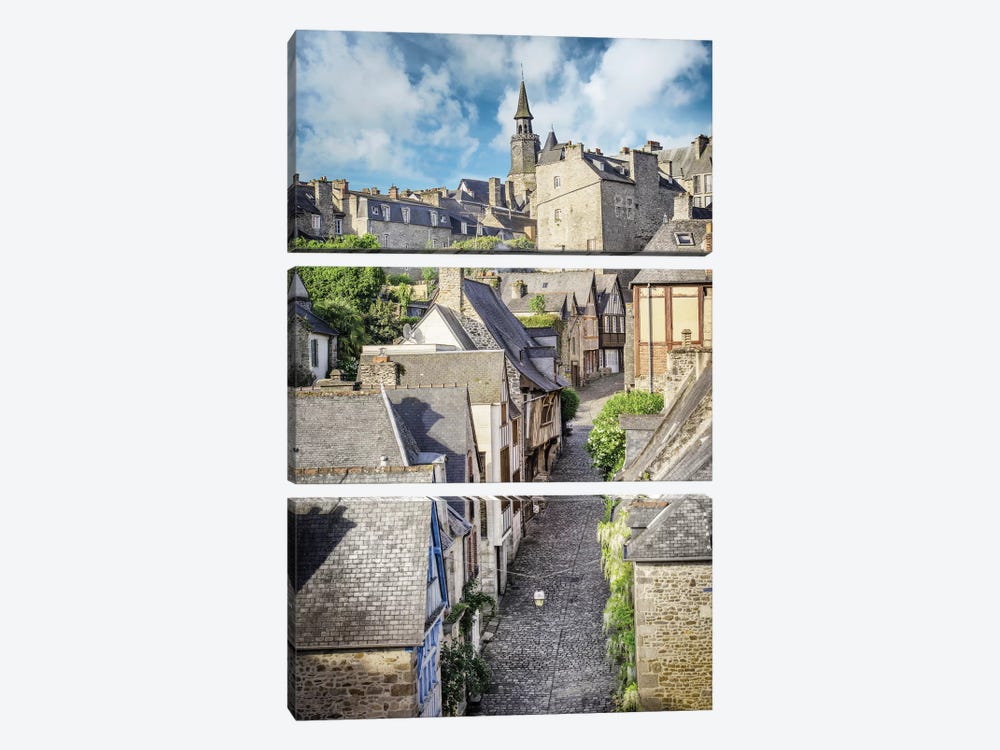 Dinan, The Famous Jerzual Street by Philippe Manguin 3-piece Canvas Print