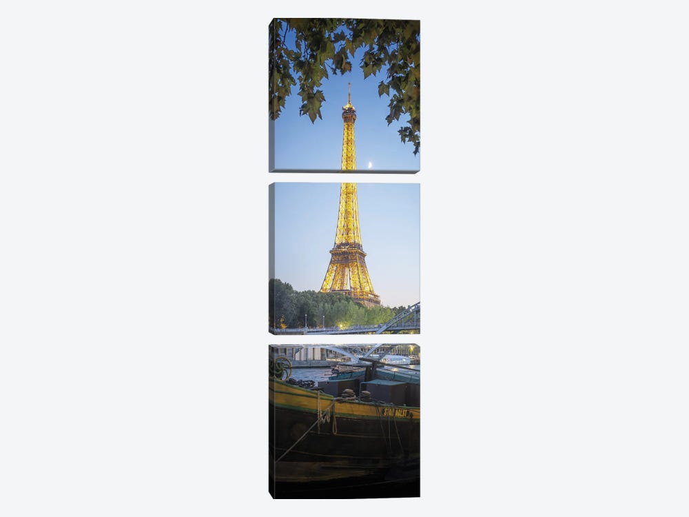 Eiffel Tower Green Nature In Paris by Philippe Manguin 3-piece Canvas Art