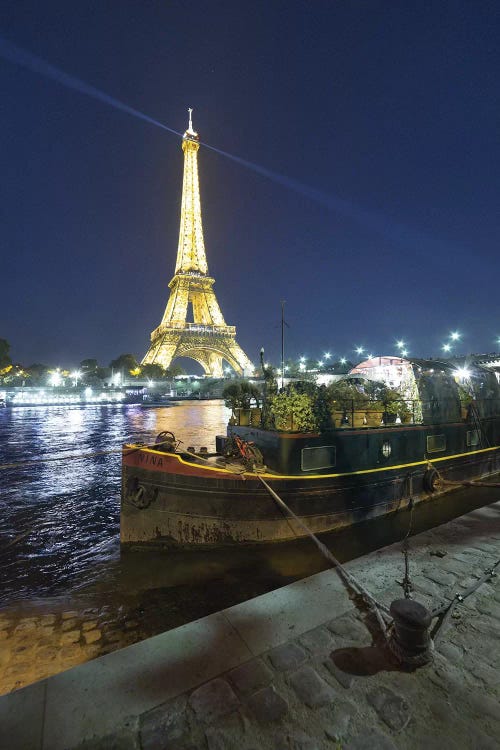 Eiffel Tower In Paris And Seine Chanel By Night