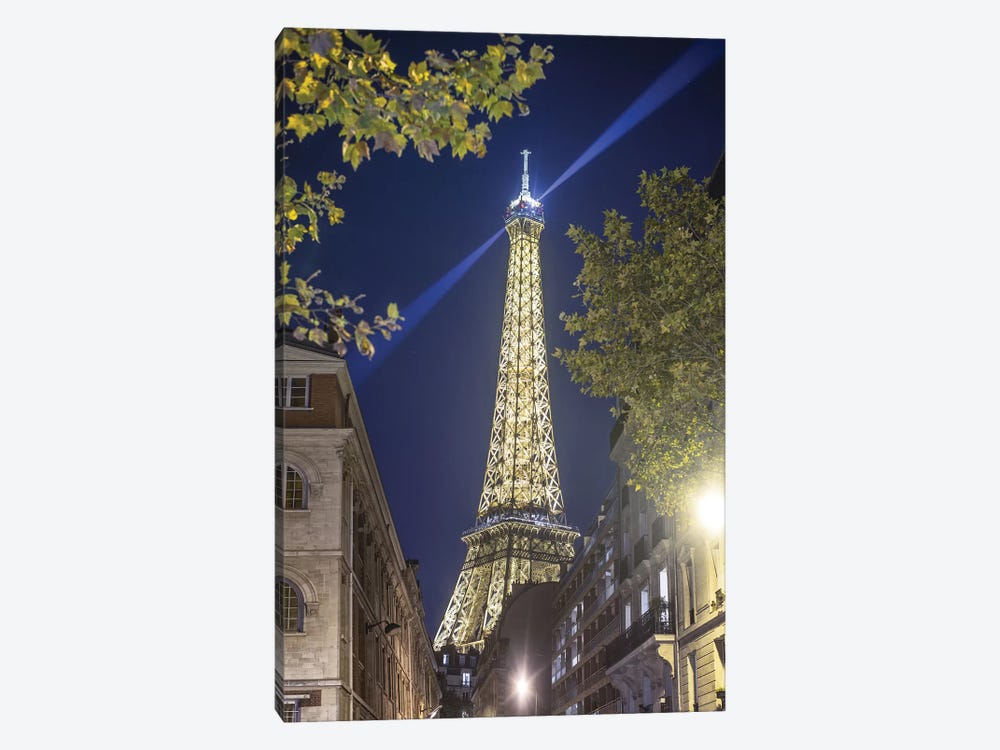 Eiffel Tower In Paris Street By Night by Philippe Manguin 1-piece Art Print