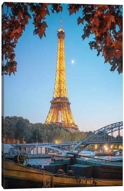 Eiffel Tower Red Nature In Paris Canvas Art Print - Philippe Manguin