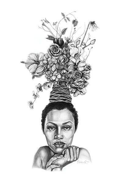 Black & White Florals: Heavy Is The Head That Wears The Crown by Philece Roberts