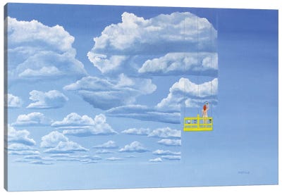 Samantha Paints The Sky Canvas Art Print - Playful Surrealism