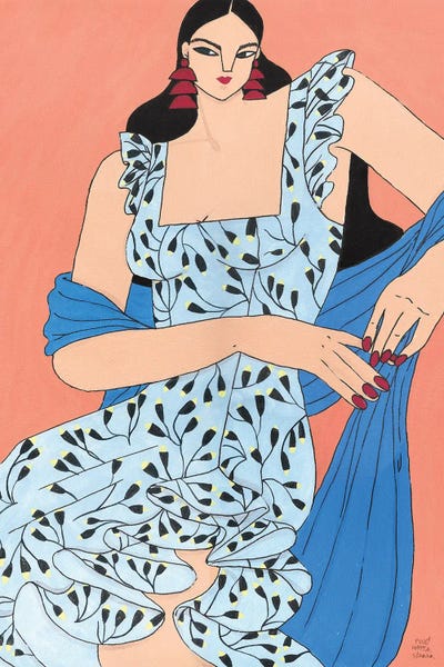 Maria Ana In Blue by Ping Hatta framed wall art