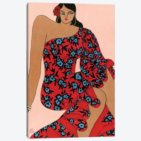 Maria Ana In Red Canvas Print #PHT23} by Ping Hatta Canvas Art
