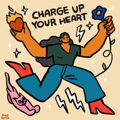Charge Up Your Heart by Ping Hatta multi panel art