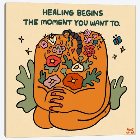 Healing Begins The Moment You Want To Canvas Print #PHT81} by Ping Hatta Canvas Wall Art