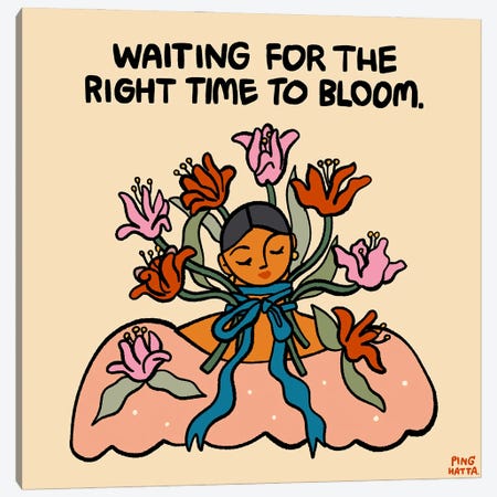 Waiting For The Right Time To Bloom Canvas Print #PHT90} by Ping Hatta Art Print