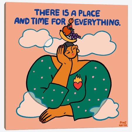 There Is A Place And Time For Everything Canvas Print #PHT94} by Ping Hatta Canvas Wall Art