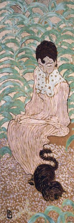 Seated Woman With A Cat, One Of Four Panels Of 'Women In The Garden', 1891